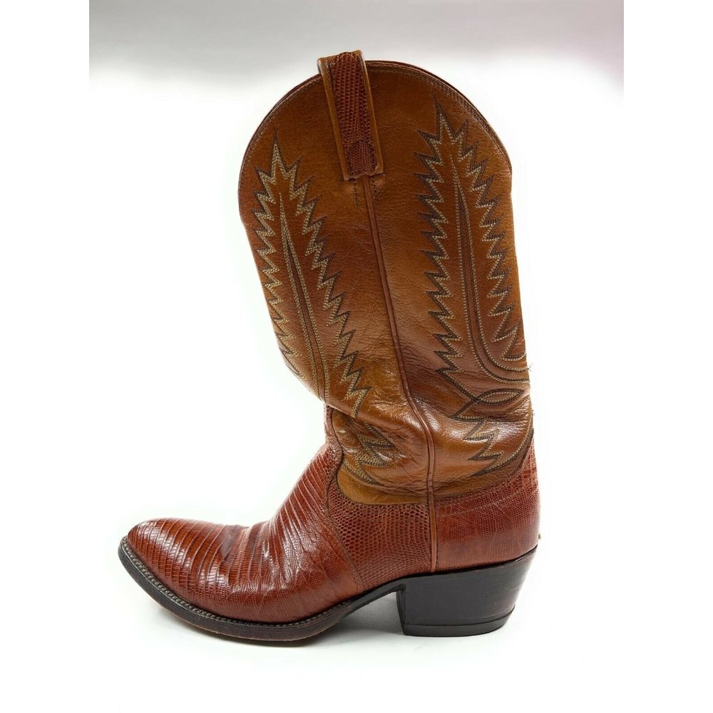 Dan Post Mens 9.5 D Snakeskin Leather Brown Exotic Western Cowboy Boots w/ Bag - Picture 6 of 16